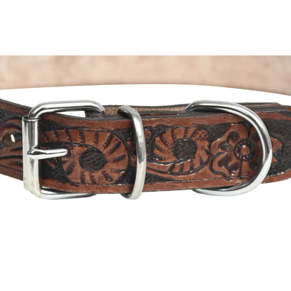 Black leather dog collar with silver studs. - Image 4