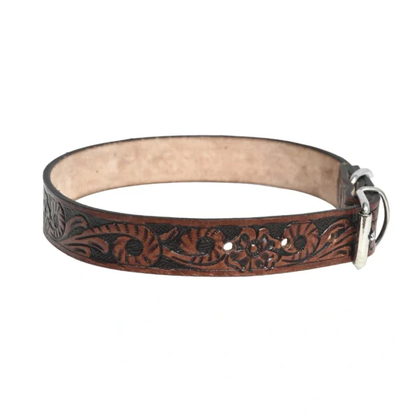 Black leather dog collar with silver studs. - Image 3