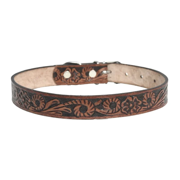 Black leather dog collar with silver studs. - Image 2