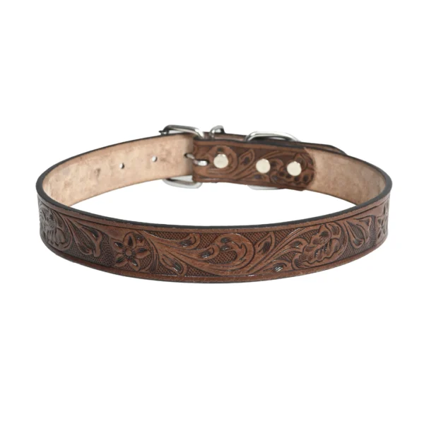 Dark brown leather dog collar - A5 - Image 2
