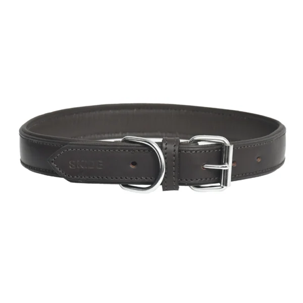 Dark brown leather dog collar - A6