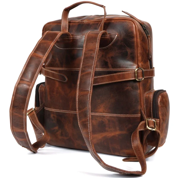 Heritage Leather Backpack – Vintage Brown B1 - Image 5