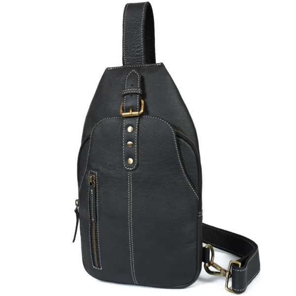 Urban Crossbody Sling – Black Pebbled Leather - Image 6