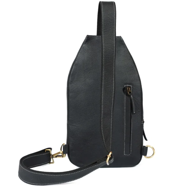 Urban Crossbody Sling – Black Pebbled Leather - Image 5