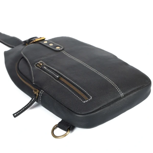 Urban Crossbody Sling – Black Pebbled Leather - Image 4