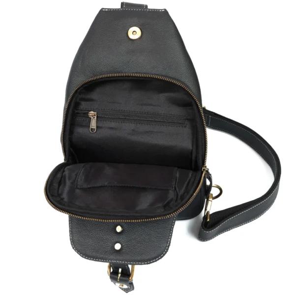 Urban Crossbody Sling – Black Pebbled Leather - Image 2