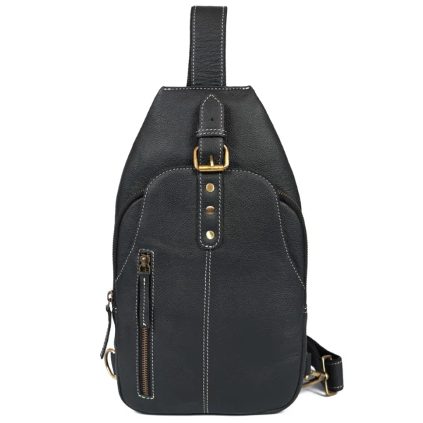 Urban Crossbody Sling – Black Pebbled Leather