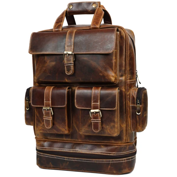 Heritage Leather Backpack – Vintage Brown B6 - Image 7