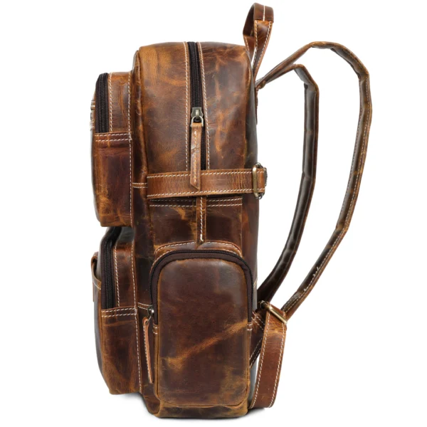 Heritage Leather Backpack – Vintage Brown B7 - Image 3