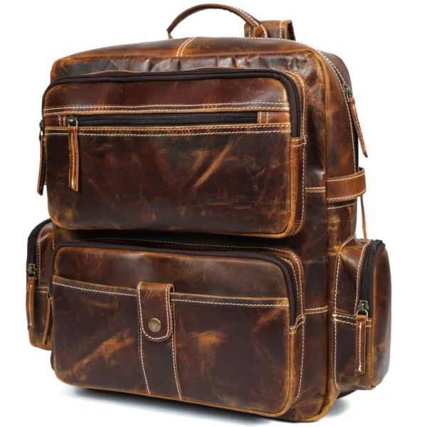 Heritage Leather Backpack – Vintage Brown B7 - Image 2